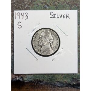 1943-S Silver Jefferson Nickel – WWII Wartime Alloy, San Francisco Mint